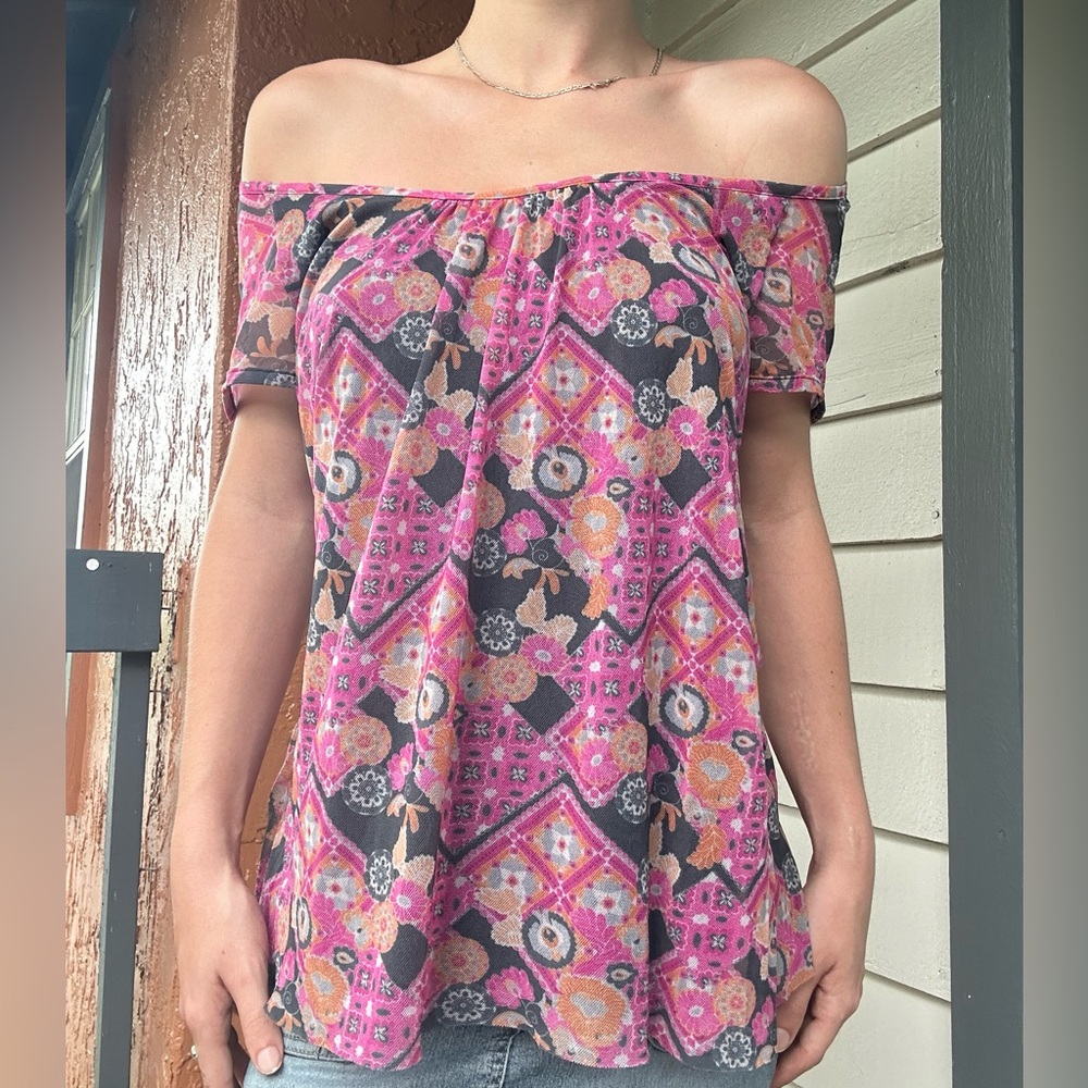 Soft Girl Y2K MultiColored Pattern Print Colorful Geometric Top